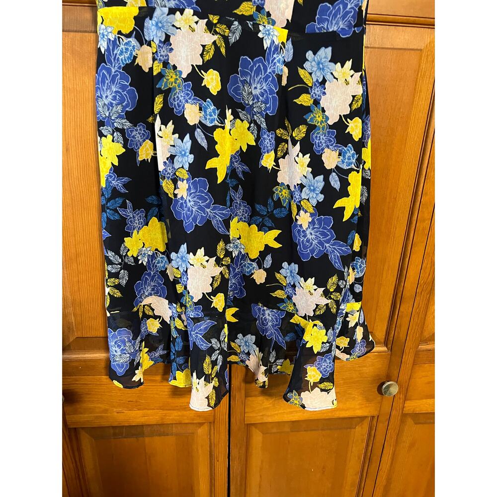 Banana Republic Women's Floral Chiffon Ruffle Wrap Dress Blue Multicolor Size 12 - Picture 12 of 12